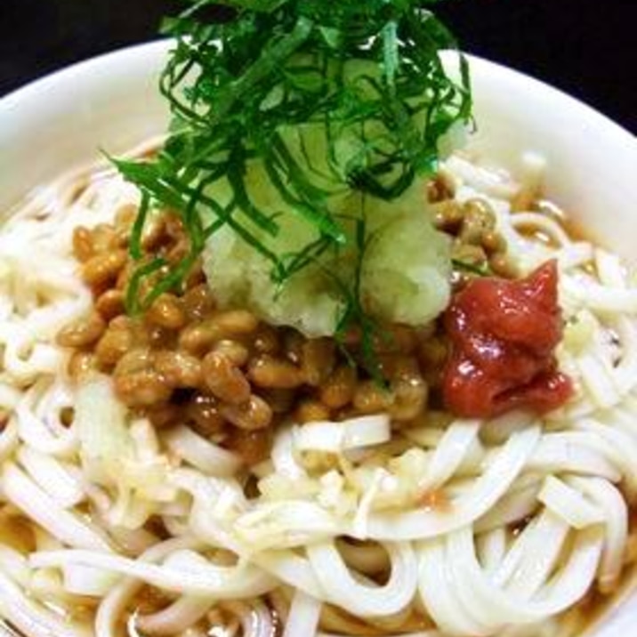 冷やし梅おろし納豆うどん